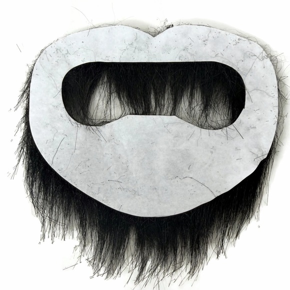 Black Faux Facial Hair Mustache Beard Adhesive Backing - Picture 2 of 3